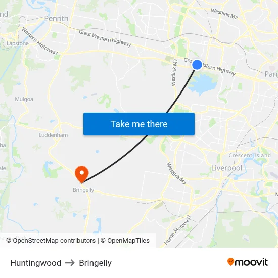 Huntingwood to Bringelly map