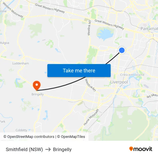 Smithfield (NSW) to Bringelly map