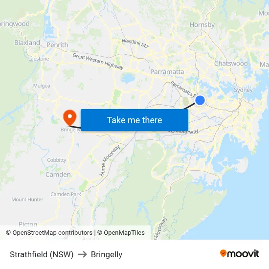 Strathfield (NSW) to Bringelly map
