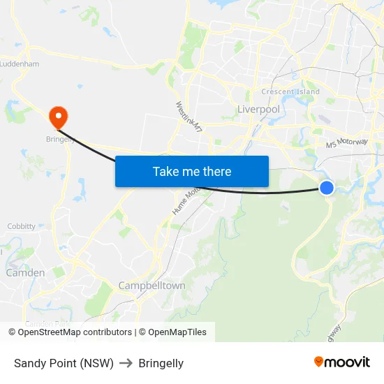 Sandy Point (NSW) to Bringelly map