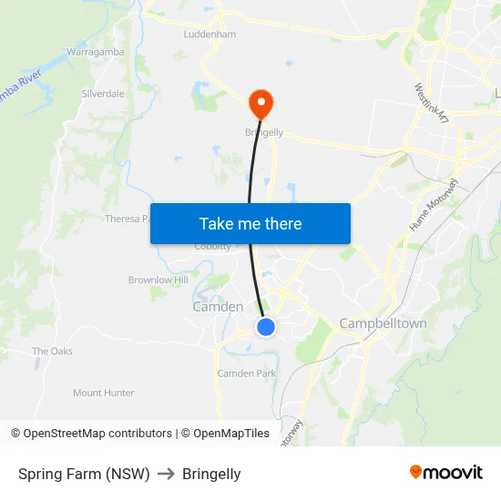 Spring Farm (NSW) to Bringelly map