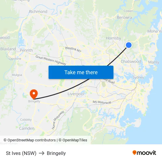 St Ives (NSW) to Bringelly map