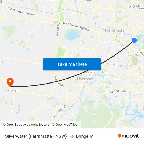 Silverwater (Parramatta - NSW) to Bringelly map