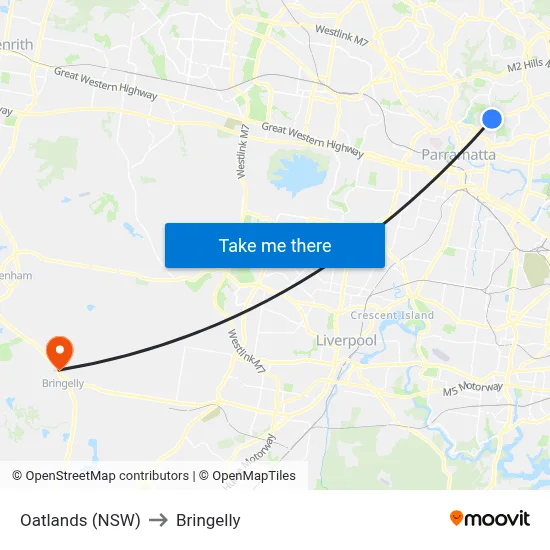Oatlands (NSW) to Bringelly map