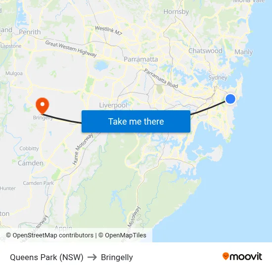 Queens Park (NSW) to Bringelly map