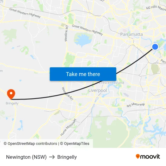 Newington (NSW) to Bringelly map