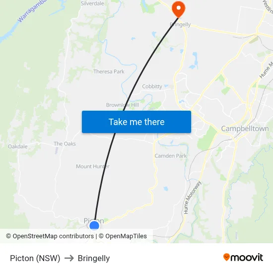 Picton (NSW) to Bringelly map