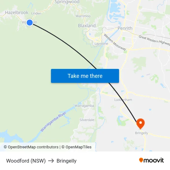 Woodford (NSW) to Bringelly map