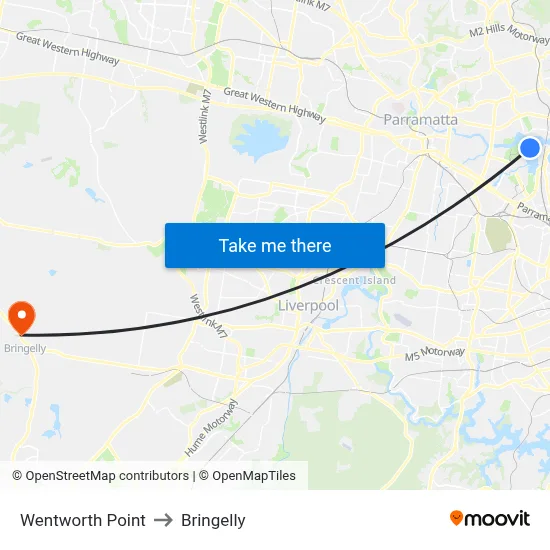Wentworth Point to Bringelly map