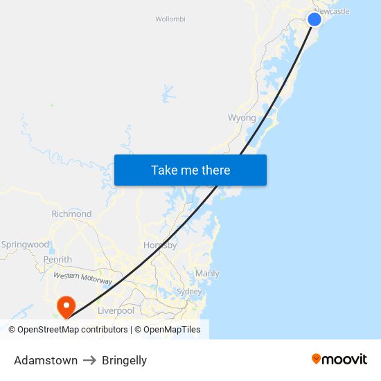 Adamstown to Bringelly map