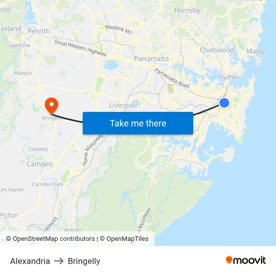 Alexandria to Bringelly map