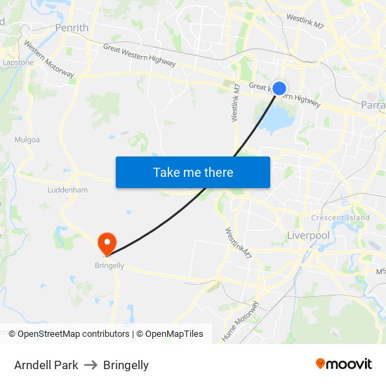 Arndell Park to Bringelly map