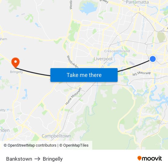 Bankstown to Bringelly map