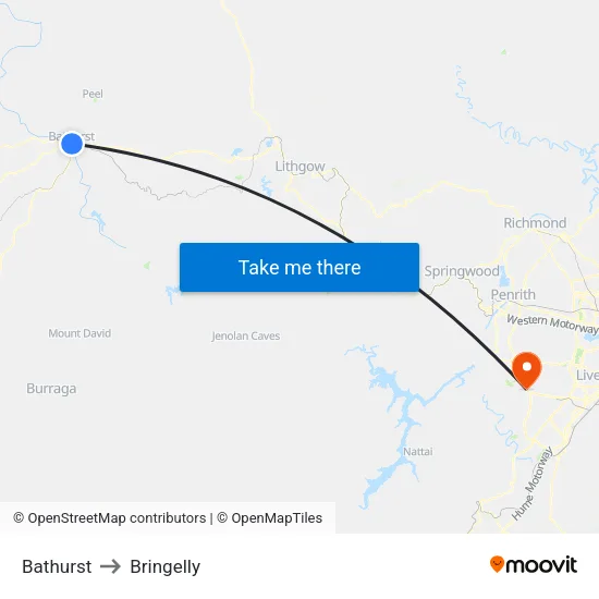 Bathurst to Bringelly map