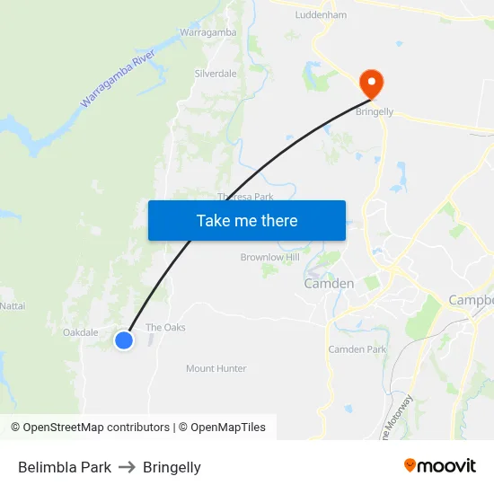 Belimbla Park to Bringelly map