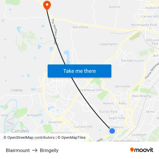 Blairmount to Bringelly map