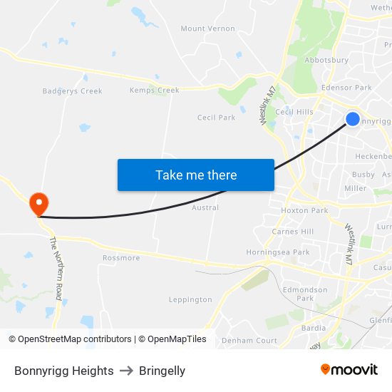 Bonnyrigg Heights to Bringelly map