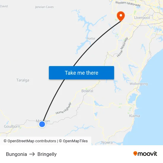 Bungonia to Bringelly map