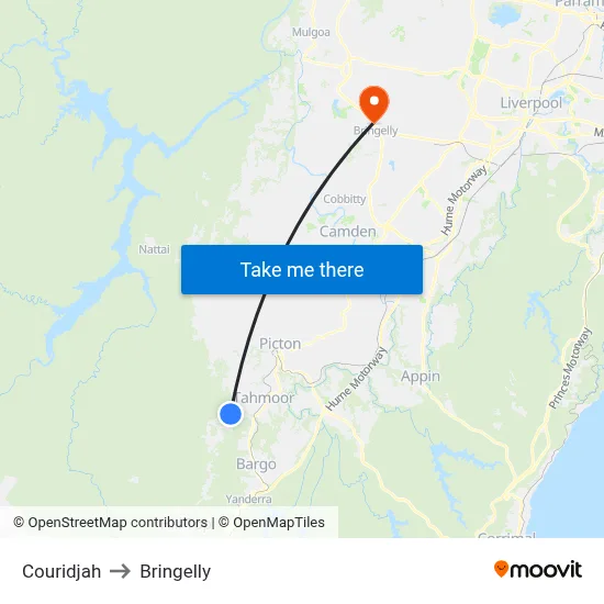 Couridjah to Bringelly map