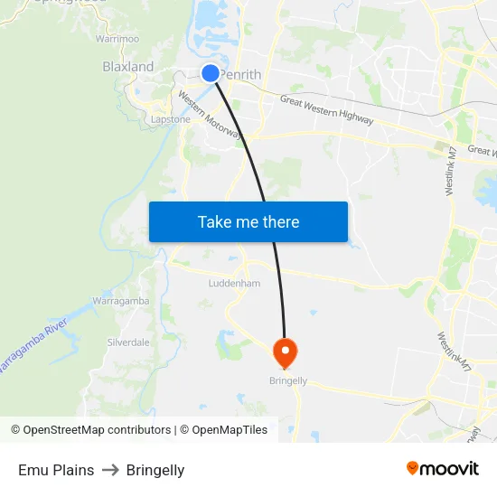 Emu Plains to Bringelly map