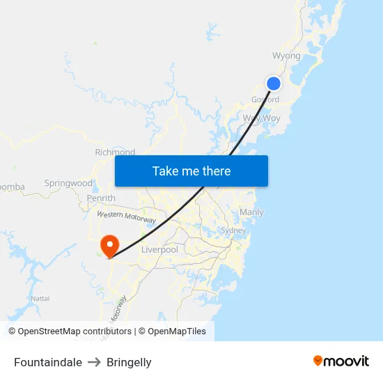 Fountaindale to Bringelly map