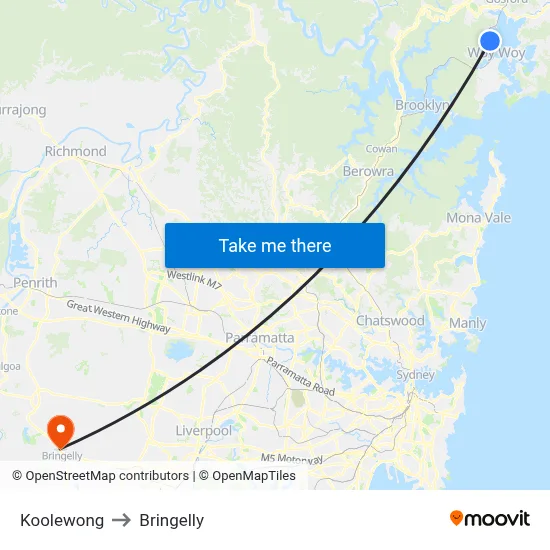 Koolewong to Bringelly map