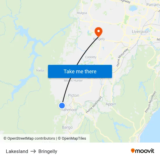 Lakesland to Bringelly map
