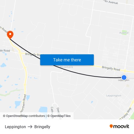 Leppington to Bringelly map