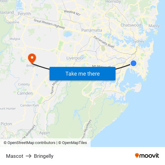 Mascot to Bringelly map