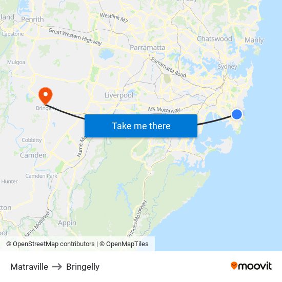 Matraville to Bringelly map