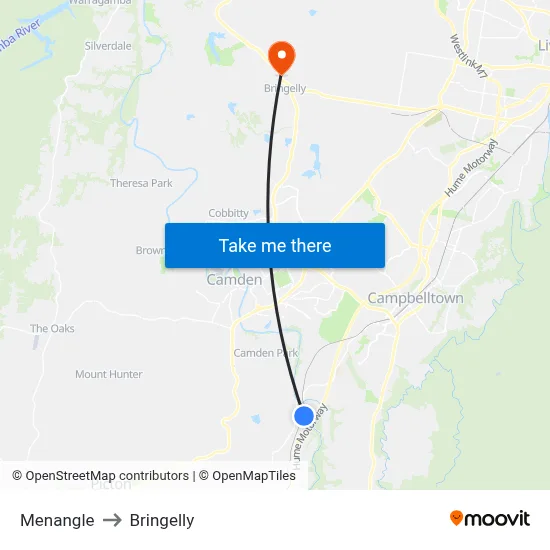 Menangle to Bringelly map