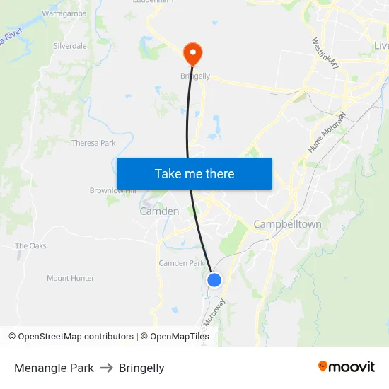 Menangle Park to Bringelly map
