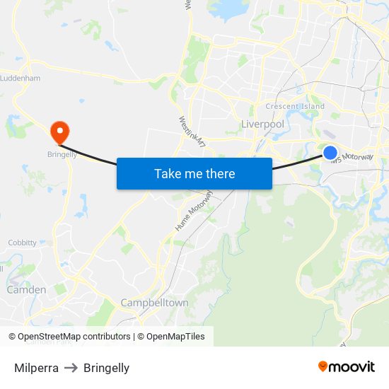 Milperra to Bringelly map