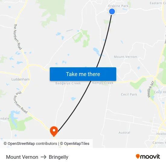 Mount Vernon to Bringelly map