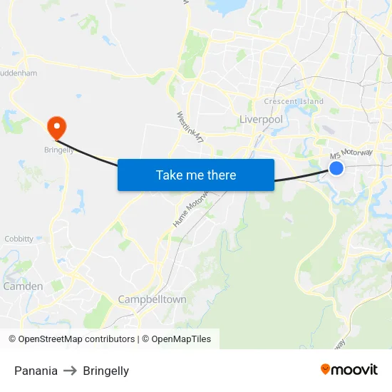 Panania to Bringelly map