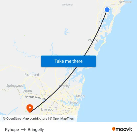 Ryhope to Bringelly map