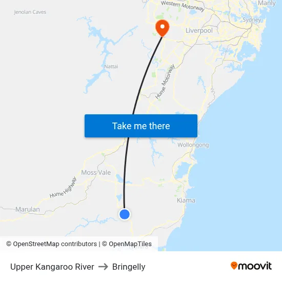 Upper Kangaroo River to Bringelly map