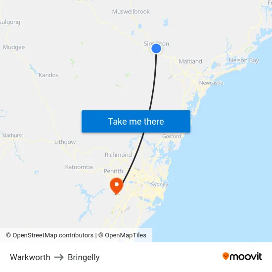 Warkworth to Bringelly map