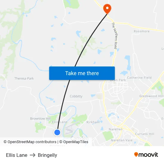 Ellis Lane to Bringelly map