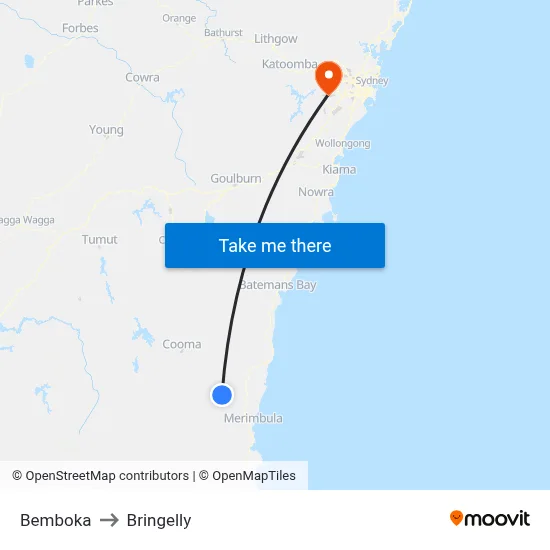 Bemboka to Bringelly map