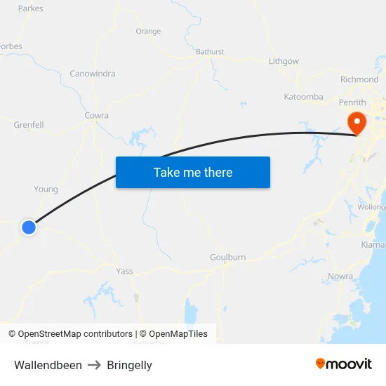 Wallendbeen to Bringelly map