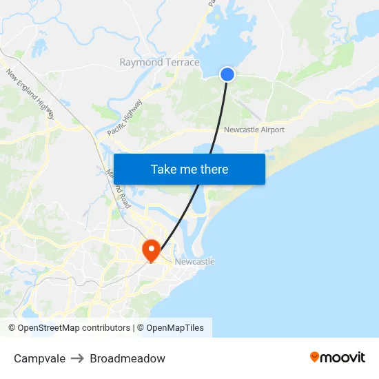 Campvale to Broadmeadow map