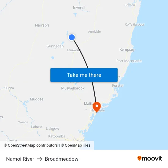 Namoi River to Broadmeadow map