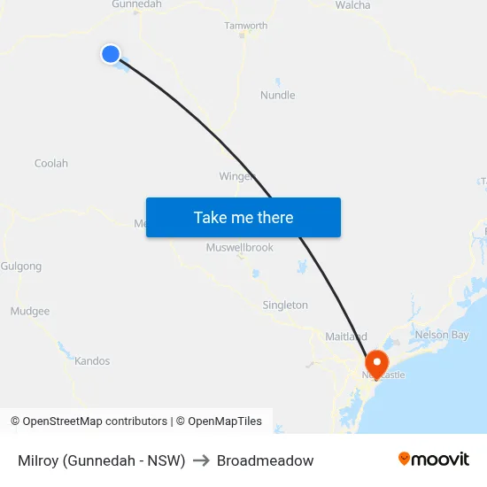 Milroy (Gunnedah - NSW) to Broadmeadow map