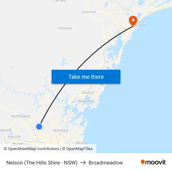 Nelson (The Hills Shire - NSW) to Broadmeadow map