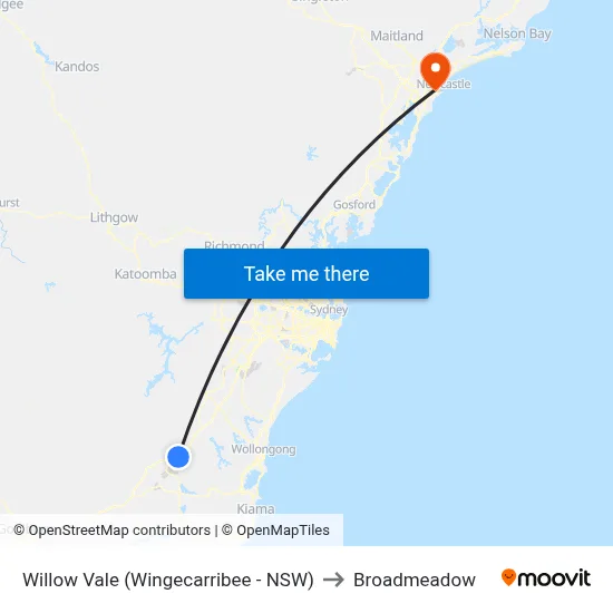 Willow Vale (Wingecarribee - NSW) to Broadmeadow map