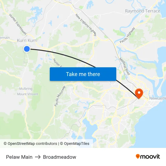 Pelaw Main to Broadmeadow map