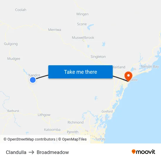 Clandulla to Broadmeadow map