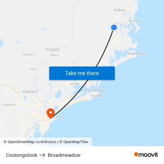 Coolongolook to Broadmeadow map