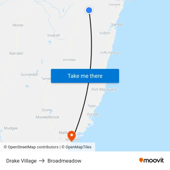 Drake Village to Broadmeadow map